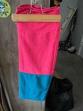 LuLaRoe Cassie Pink and Blue Colorblock Pencil Skirt